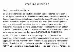 2019 04 20 TOULON  CONFERENCE DE HUBERT RIPOLL SUR L OUBLI POUR MEMOIRE (2)